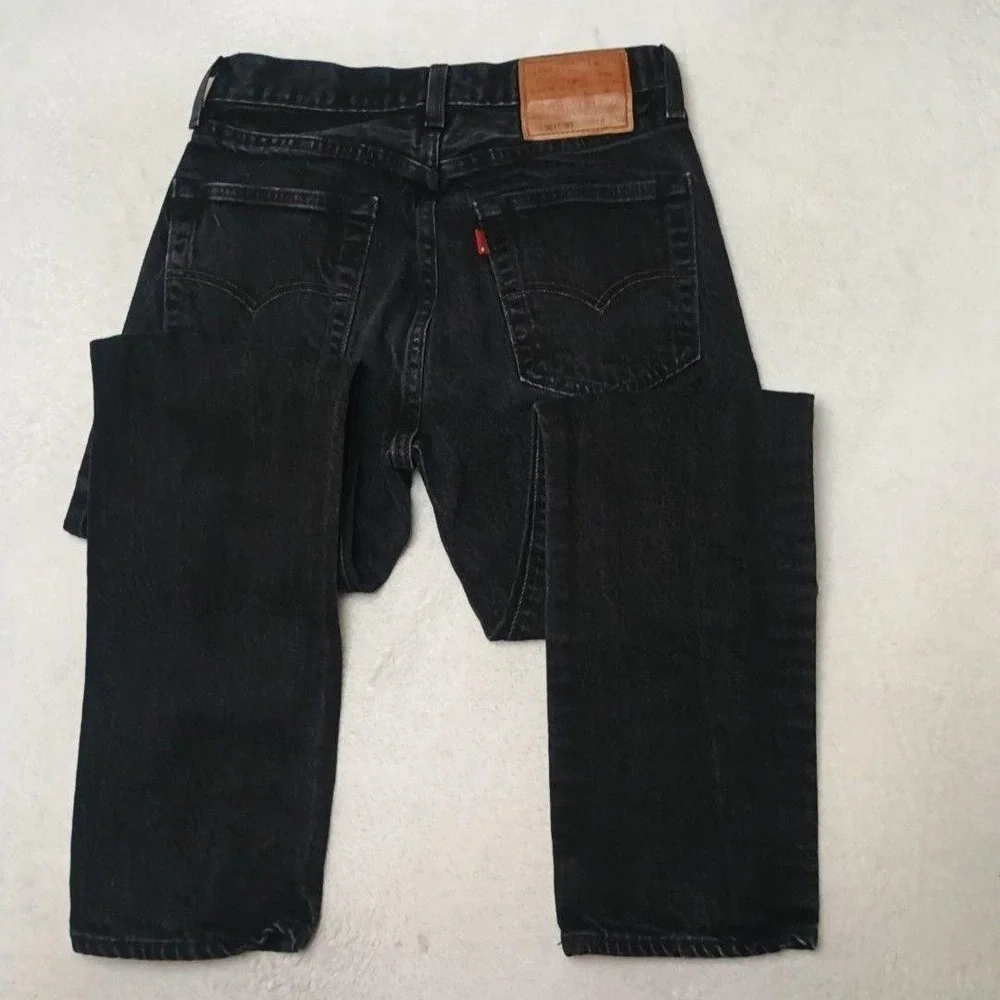 Levis 501 Premium 93 Jeans Mens 28x30 Black Straight Classic Button Fly School